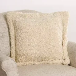 Pillows>Kirklands Home Taupe Curly Faux Lamb Fur Pillow Tan