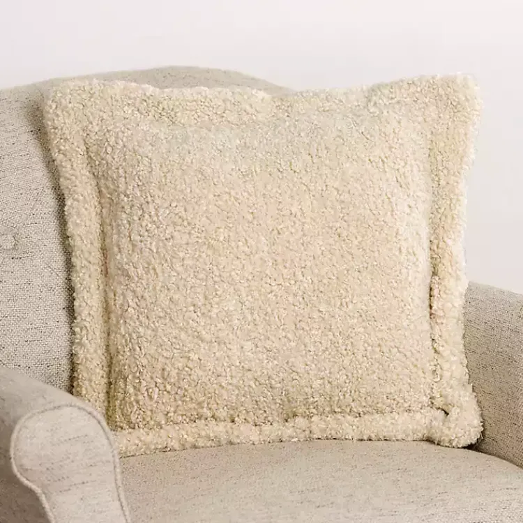 Pillows>Kirklands Home Taupe Curly Faux Lamb Fur Pillow Tan