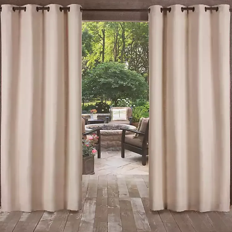 Kirklands Home Taupe Delano Outdoor Curtain Panel Set, 120 in. Tan
