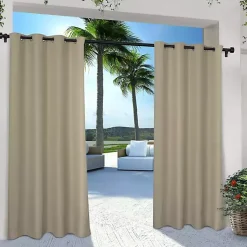 Kirklands Home Taupe Eliza Outdoor Curtain Panel Set, 96 in. Tan Outlet