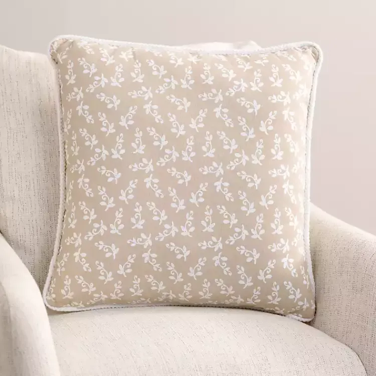 Pillows>Kirklands Home Taupe Embroidered Claudia Pillow Tan