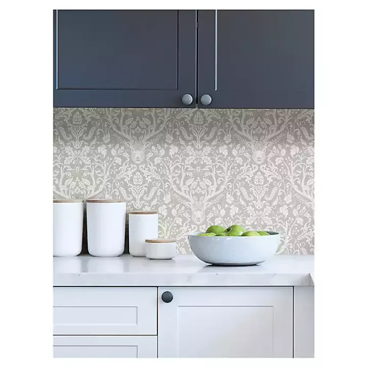 Kirklands Home Taupe Escape to the Forest Peel & Stick Wallpaper