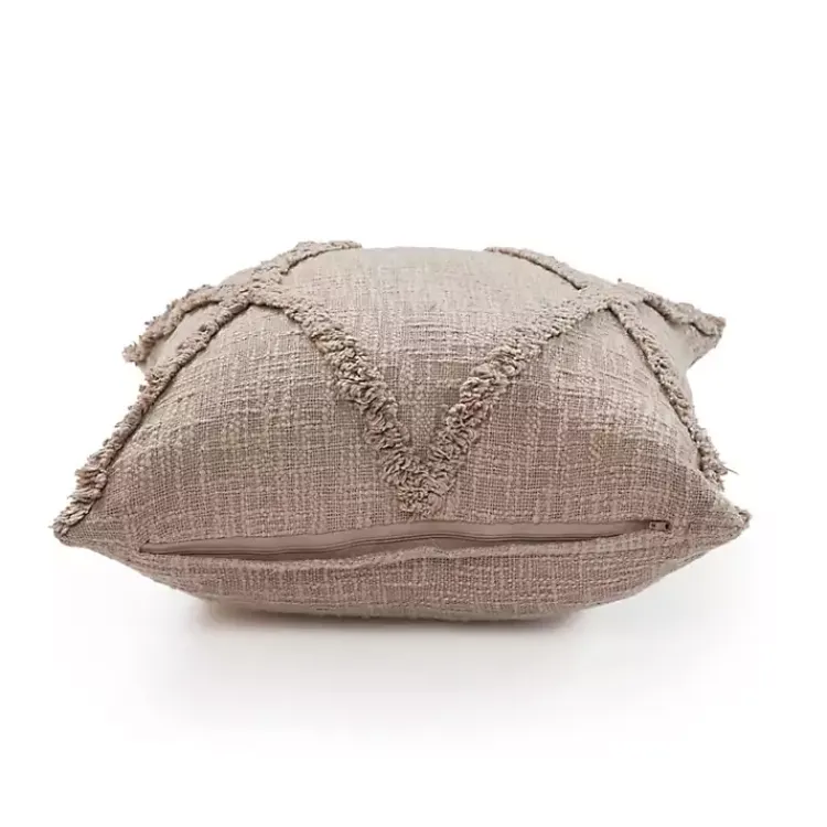 Pillows>Kirklands Home Taupe Fringe Diamond Pillow, 20 in. Tan