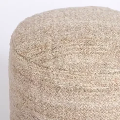 Poufs & Floor Cushions>Kirklands Home Taupe Handwoven Textured Boucle Pouf Tan
