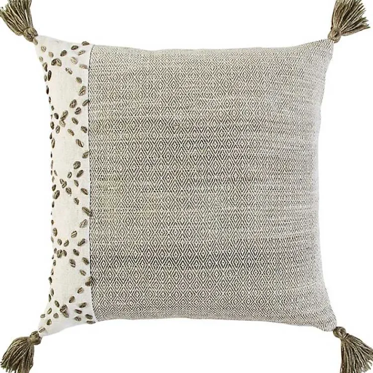 Pillows>Kirklands Home Taupe Kantha Stitch Recycled Throw Pillow Brown
