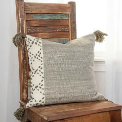 Pillows>Kirklands Home Taupe Kantha Stitch Recycled Throw Pillow Brown