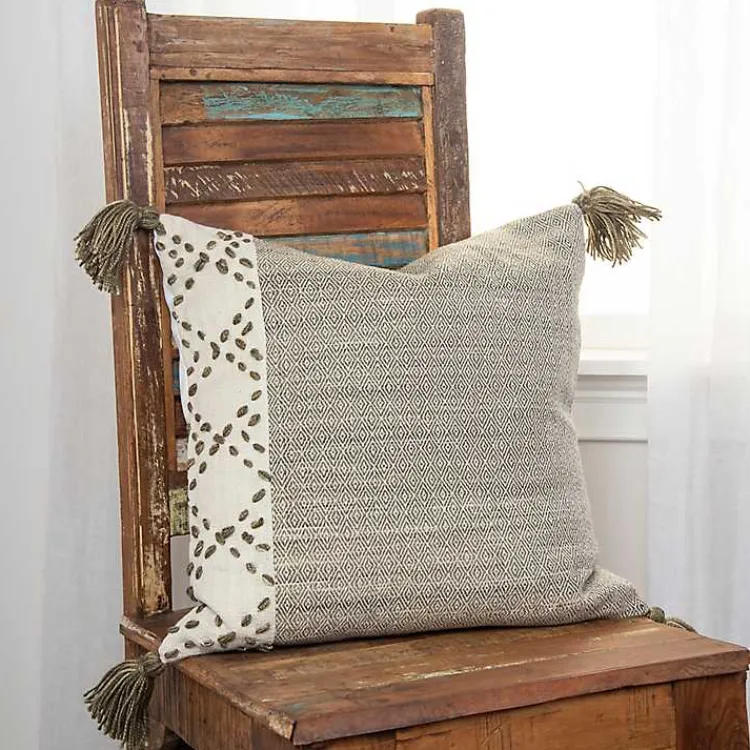 Pillows>Kirklands Home Taupe Kantha Stitch Recycled Throw Pillow Brown