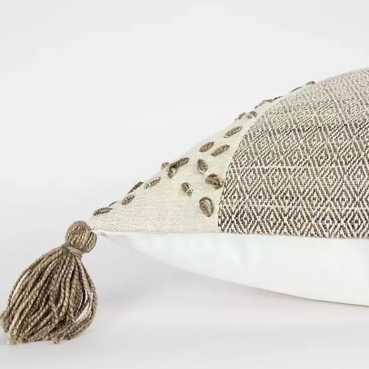 Pillows>Kirklands Home Taupe Kantha Stitch Recycled Throw Pillow Brown