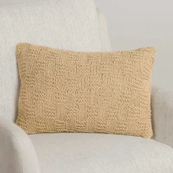 Pillows>Kirklands Home Taupe Knit Checkerboard Lumbar Pillow Tan