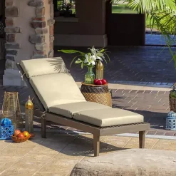 Kirklands Home Taupe Leala Texture Outdoor Chaise Cushion Tan Clearance