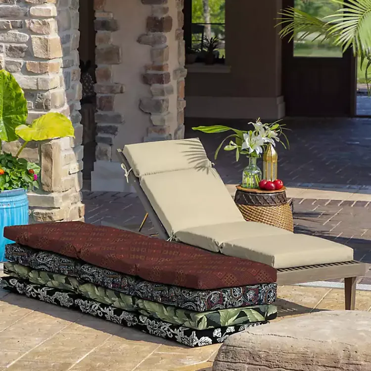 Kirklands Home Taupe Leala Texture Outdoor Chaise Cushion Tan Clearance