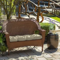 Kirklands Home Taupe Leala Texture Wicker Settee Cushion Tan Online