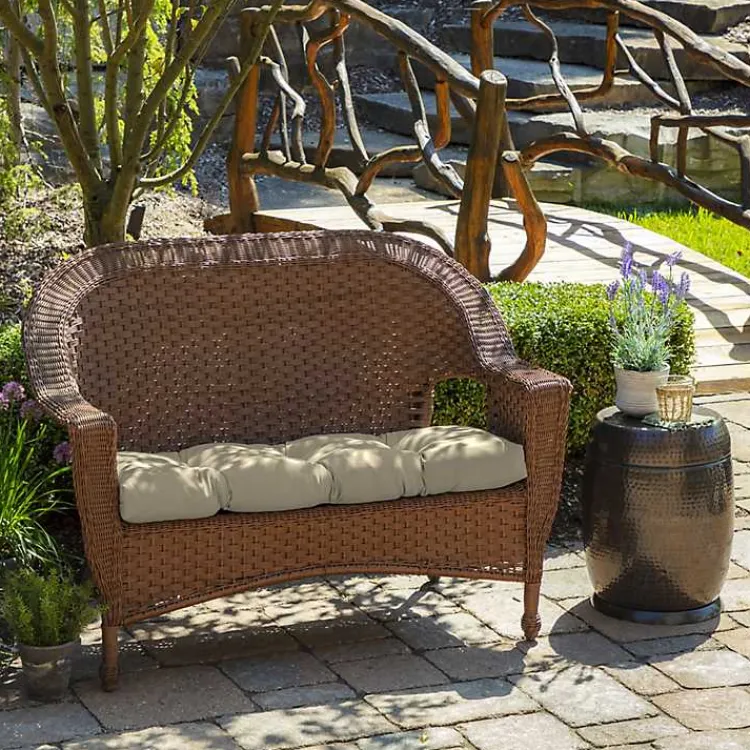 Kirklands Home Taupe Leala Texture Wicker Settee Cushion Tan Online