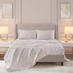 Kirklands Home Taupe Leopard Print Satin 3-pc. Twin Sheet Set Outlet