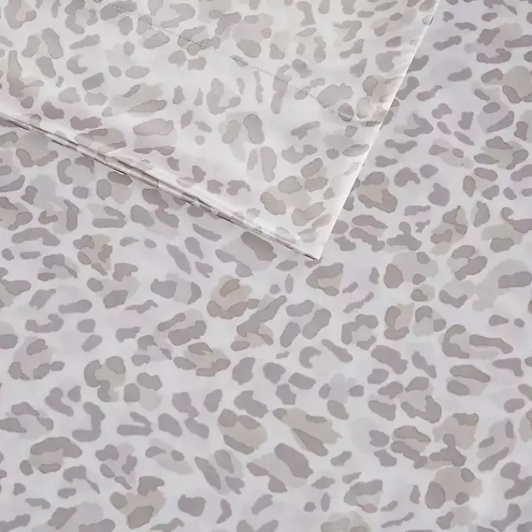 Kirklands Home Taupe Leopard Print Satin 4-pc. Full Sheet Set New
