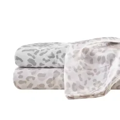 Kirklands Home Taupe Leopard Print Satin 4-pc. Full Sheet Set New