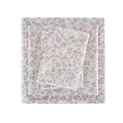 Kirklands Home Taupe Leopard Print Satin 4-pc. King Sheet Set Outlet