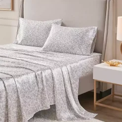 Kirklands Home Taupe Leopard Print Satin 4-pc. King Sheet Set Outlet
