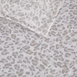 Kirklands Home Taupe Leopard Print Satin 4-pc. King Sheet Set Outlet
