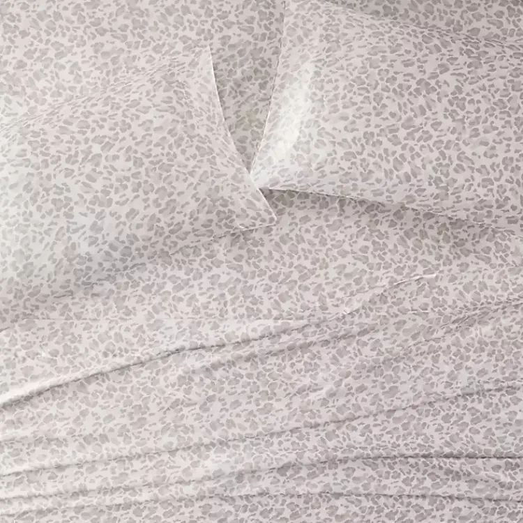 Kirklands Home Taupe Leopard Print Satin 4-pc. King Sheet Set Outlet