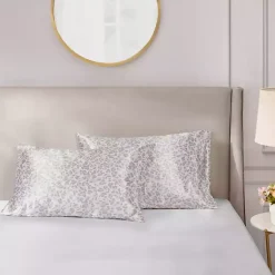 Kirklands Home Taupe Leopard Satin King 2-pc. Pillow Case Set New