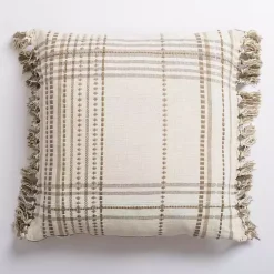 Pillows>Kirklands Home Taupe Plaid Reversible Pillow