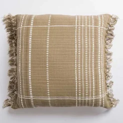 Pillows>Kirklands Home Taupe Plaid Reversible Pillow