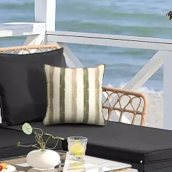 Kirklands Home Taupe Striped Outdoor Pillow