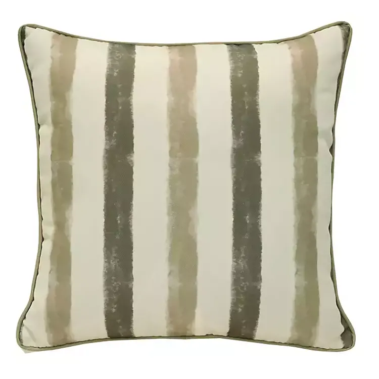 Kirklands Home Taupe Striped Outdoor Pillow