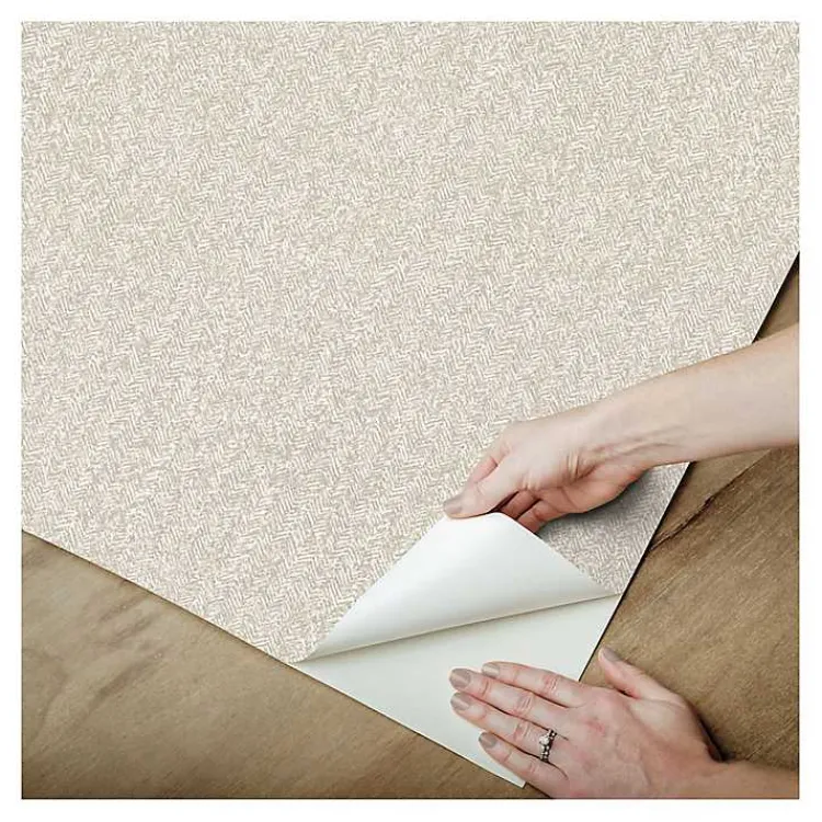 Kirklands Home Taupe Textured Cross Woven Peel & Stick Wallpaper Gray New