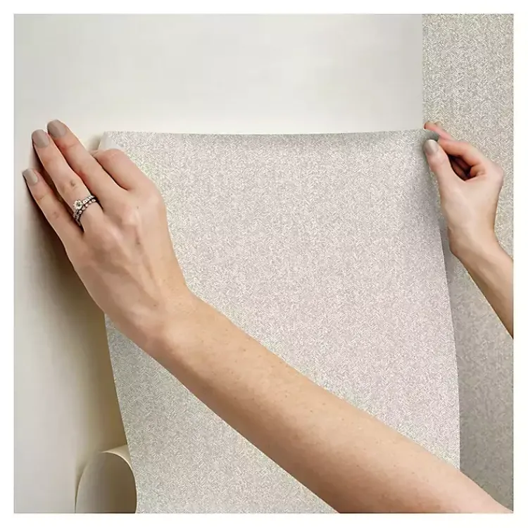 Kirklands Home Taupe Textured Cross Woven Peel & Stick Wallpaper Gray New