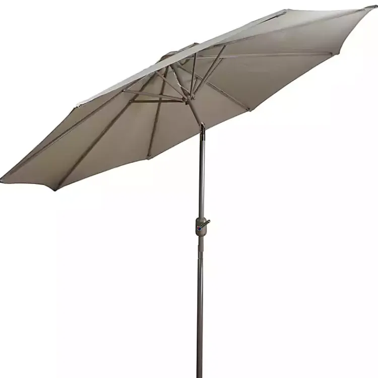 Kirklands Home Taupe Tilt Hand Crank Outdoor Umbrella Best