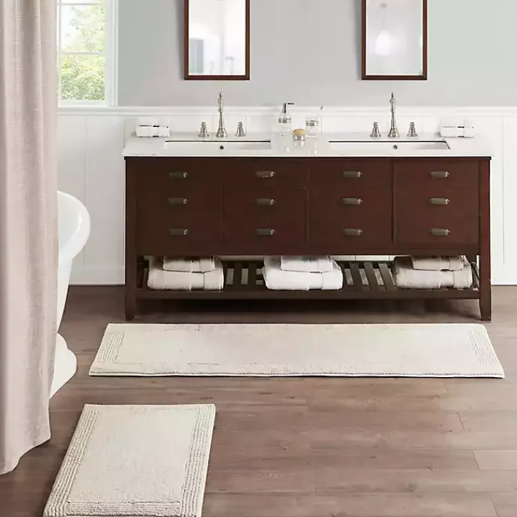 Kirklands Home Taupe Tufted Reversible Cotton Bath Mat, 72 in. Tan Discount