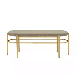 Kirklands Home Taupe Upholstered Gold Metal Leg Bench Gray Outlet