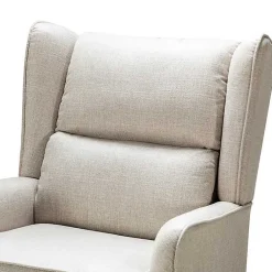 Kirklands Home Taupe Upholstered Natural Base Wingback Rocker Tan New