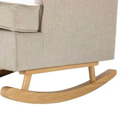 Kirklands Home Taupe Upholstered Natural Base Wingback Rocker Tan New