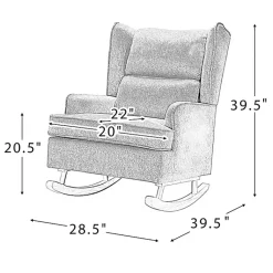 Kirklands Home Taupe Upholstered Natural Base Wingback Rocker Tan New