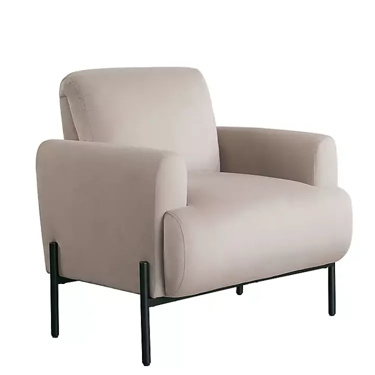 Kirklands Home Taupe Velvet Upholstered Knox Accent Chair Tan Clearance