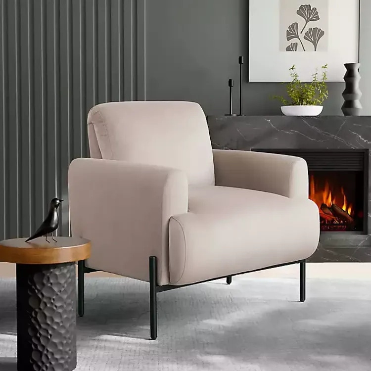 Kirklands Home Taupe Velvet Upholstered Knox Accent Chair Tan Clearance