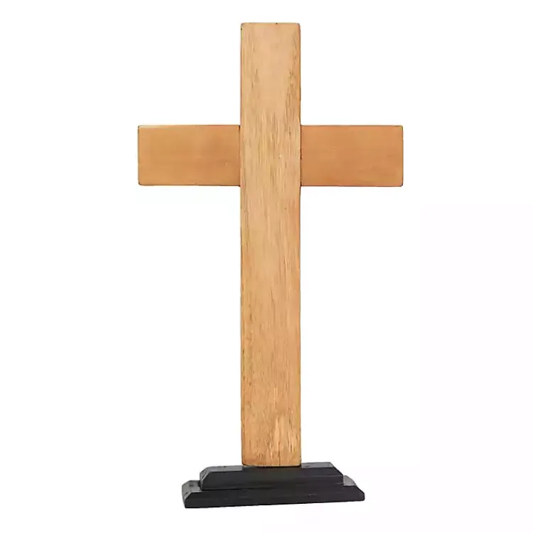 Statues & Figurines>Kirklands Home Teak Wood Cross Tabletop Sculpture Brown