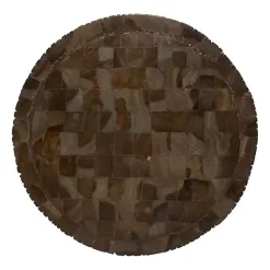 Kirklands Home Teak Wood Drum Accent Table Brown Outlet