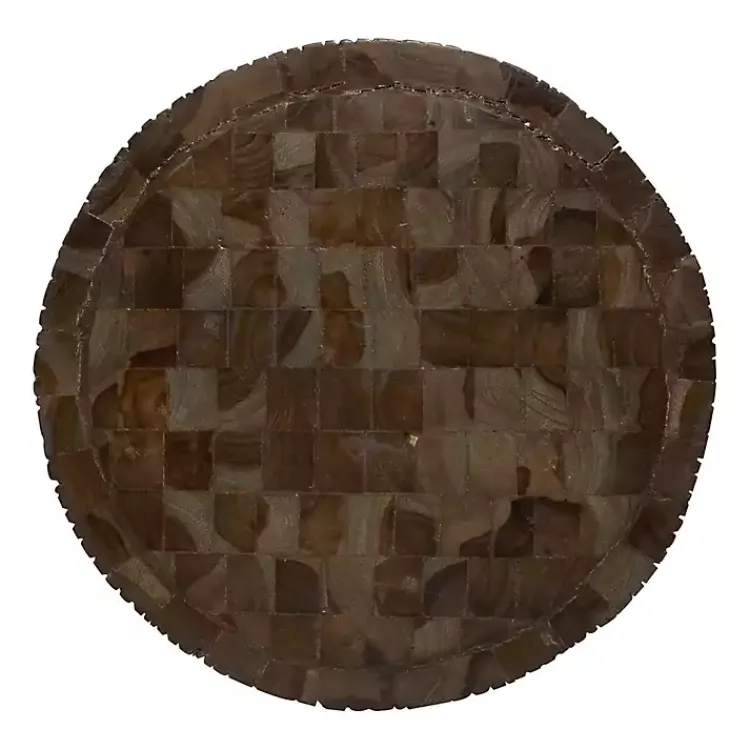 Kirklands Home Teak Wood Drum Accent Table Brown Outlet
