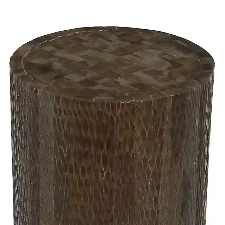 Kirklands Home Teak Wood Drum Accent Table Brown Outlet