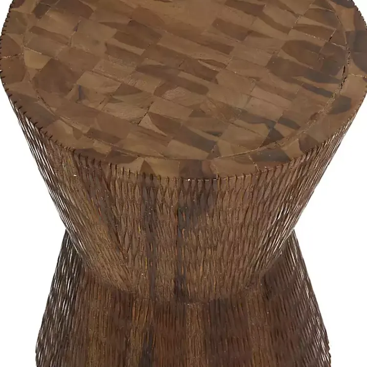 Kirklands Home Teak Wood Hourglass Accent Table Brown New