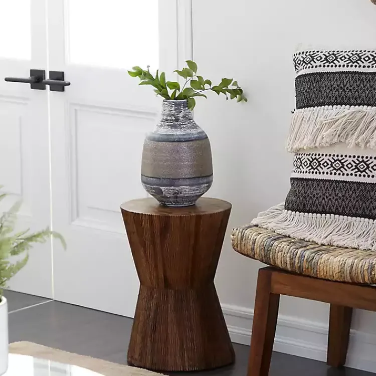 Kirklands Home Teak Wood Hourglass Accent Table Brown New