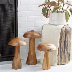 Statues & Figurines>Kirklands Home Teakwood Mushroom 3-pc. Sculpture Set Brown