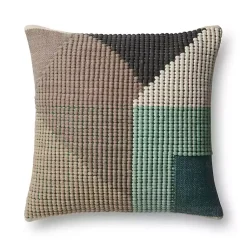 Kirklands Home Teal and Brown Abstract Outdoor Pillow Clearance
