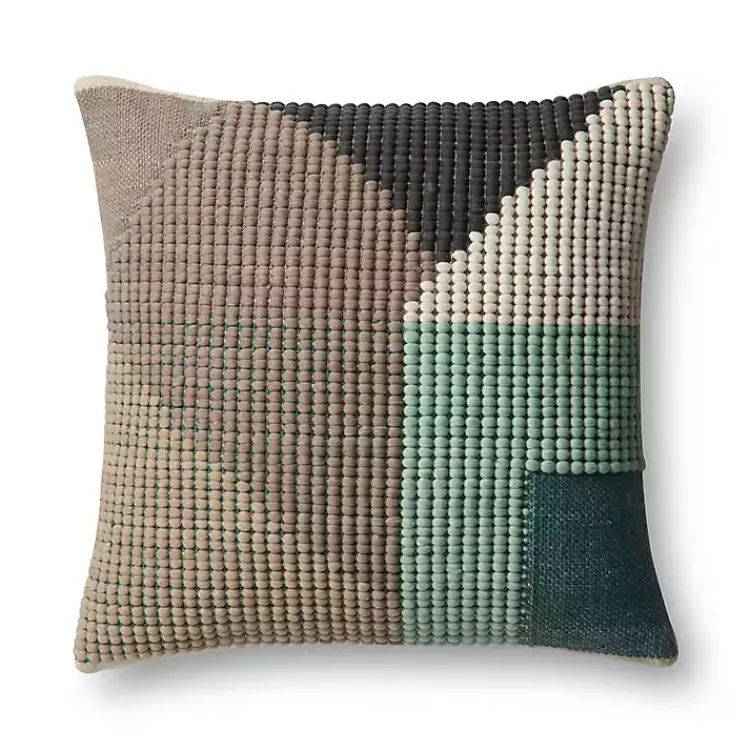 Kirklands Home Teal and Brown Abstract Outdoor Pillow Clearance