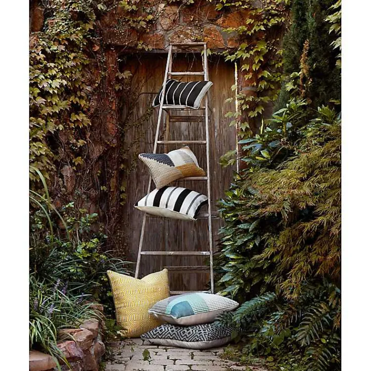 Kirklands Home Teal and Brown Abstract Outdoor Pillow Clearance
