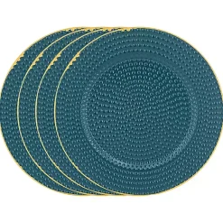 Kirklands Home Teal and Gold Hobnail Chargers, Set of 4 Blue Best